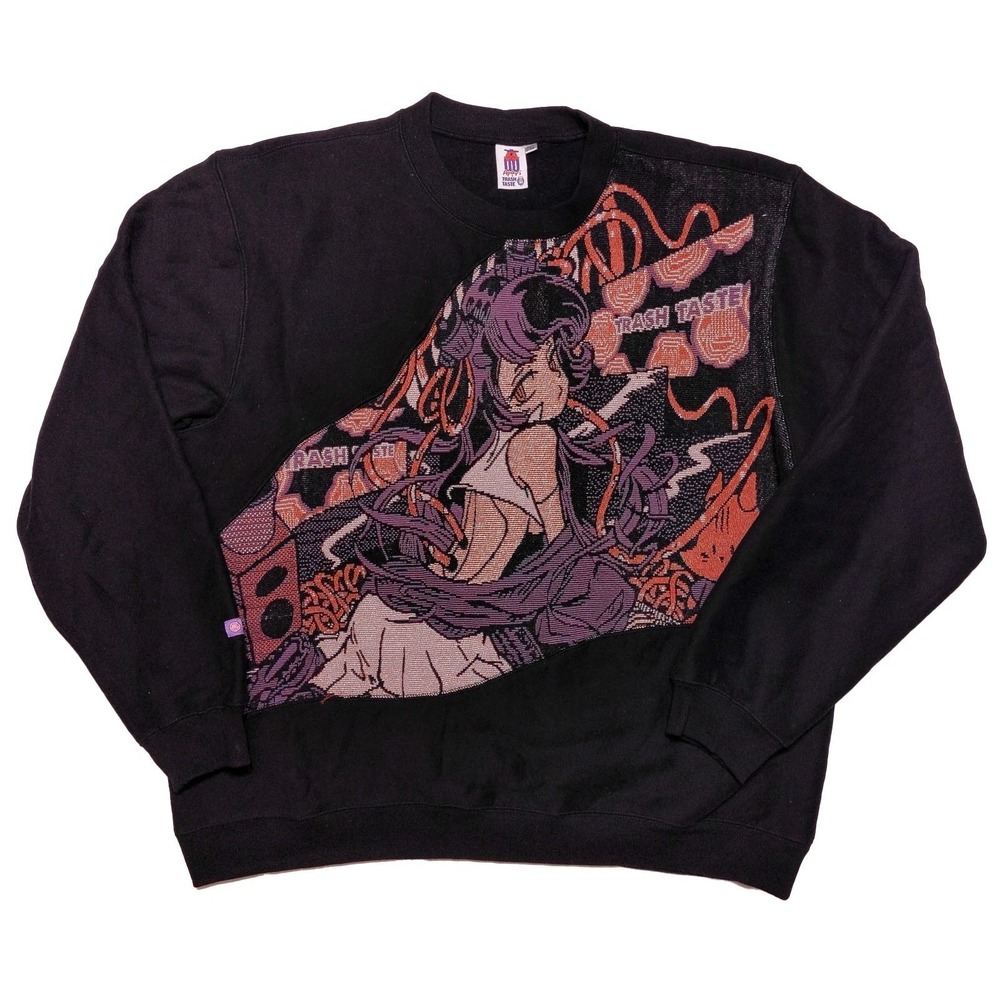 APARI x Trash Taste Anime Woven Crewneck‎ Sweatshirt Sweater Black XXL 2XL